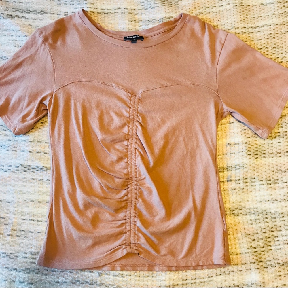 Express Ruched Front Short Sleeve Shirt